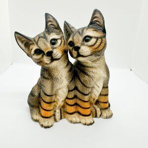 Vintage 1983 Harvey Knox Kingdom Porcelain Tabby Cat Cats Kitten Best Friends